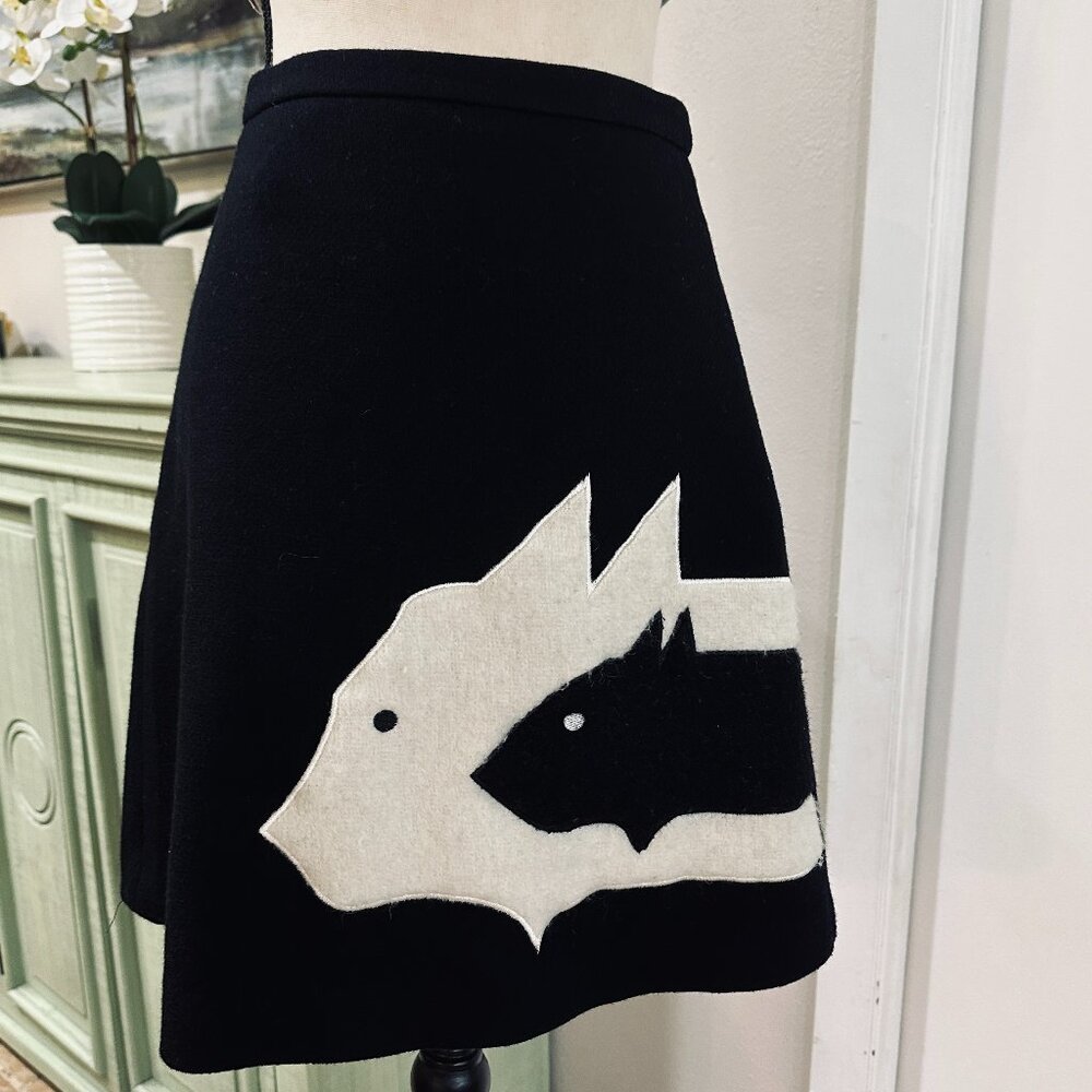 🖤 Wool A-Line Mini Skirt - Animal Motif | Size S 🖤